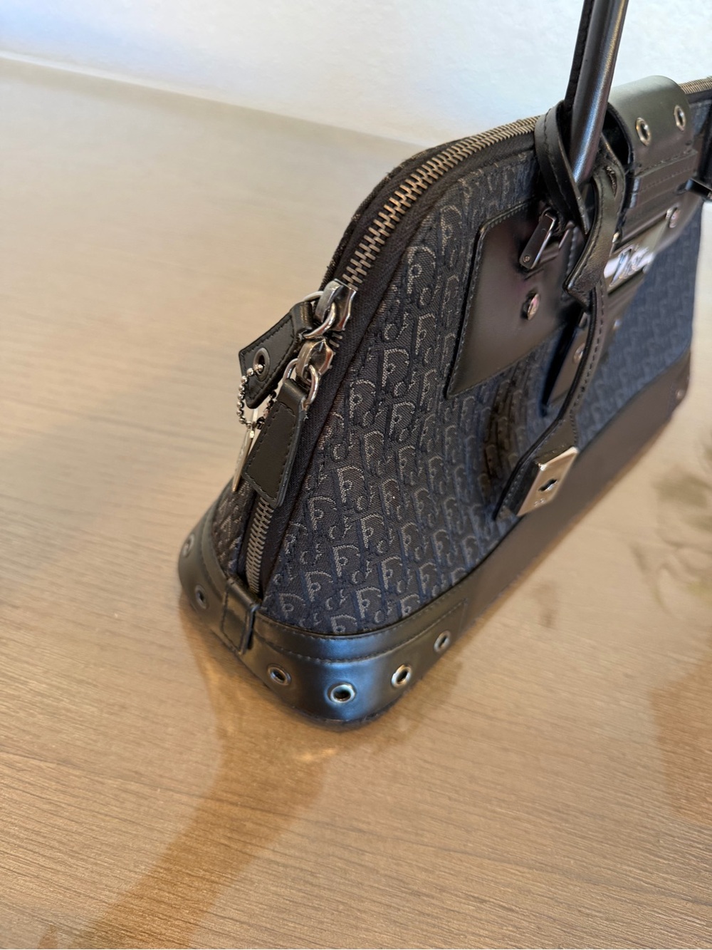 Dior Black Monogram Leather-Trim Tote - Picture 11 of 13